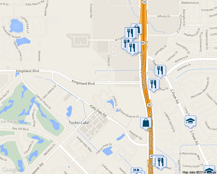 map of restaurants, bars, coffee shops, grocery stores, and more near 690 Cobia Drive in Katy
