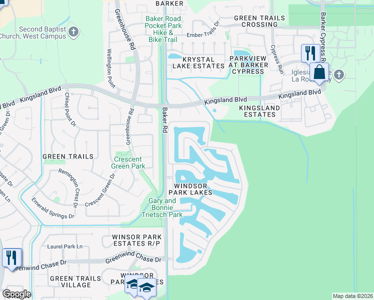 map of restaurants, bars, coffee shops, grocery stores, and more near 1131 Villa Bergamo Court in Houston