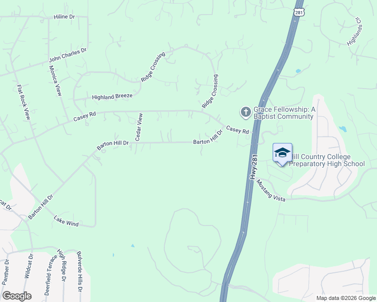 map of restaurants, bars, coffee shops, grocery stores, and more near 3270 Barton Hill Drive in Bulverde