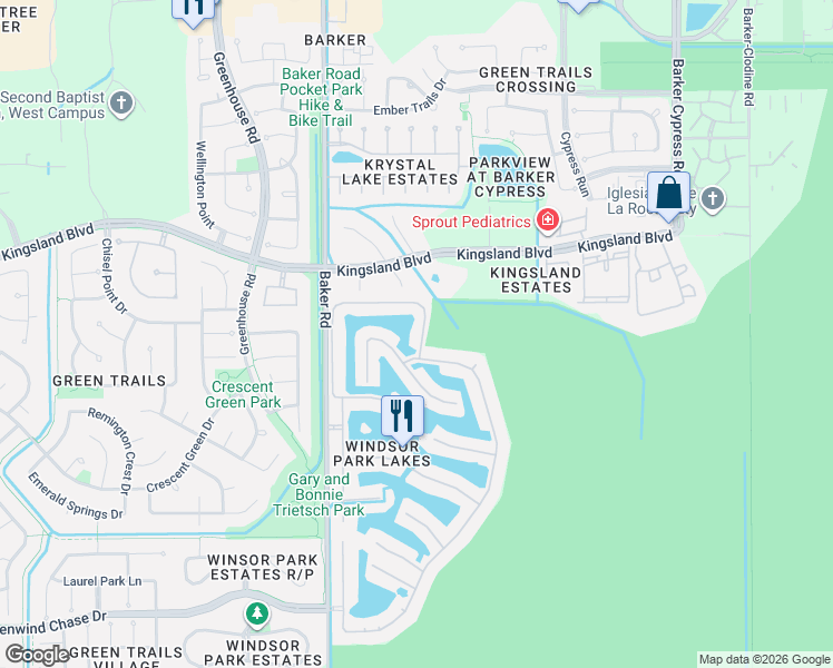 map of restaurants, bars, coffee shops, grocery stores, and more near 1006 Harbour Sands Drive in Houston