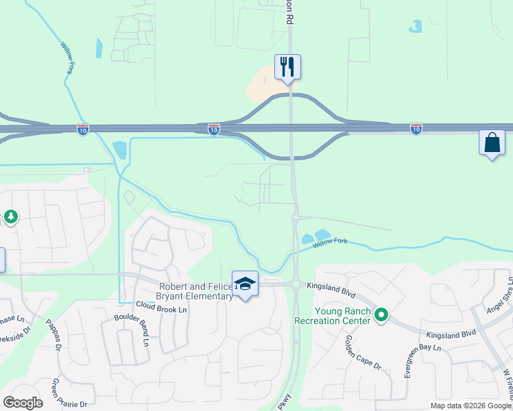 map of restaurants, bars, coffee shops, grocery stores, and more near Pederson Road in Brookshire