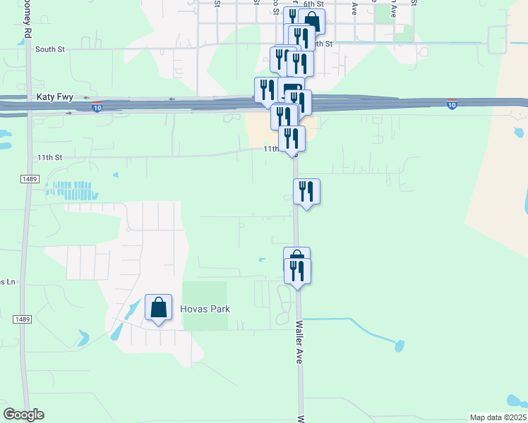 map of restaurants, bars, coffee shops, grocery stores, and more near 34006 13th Street in Brookshire