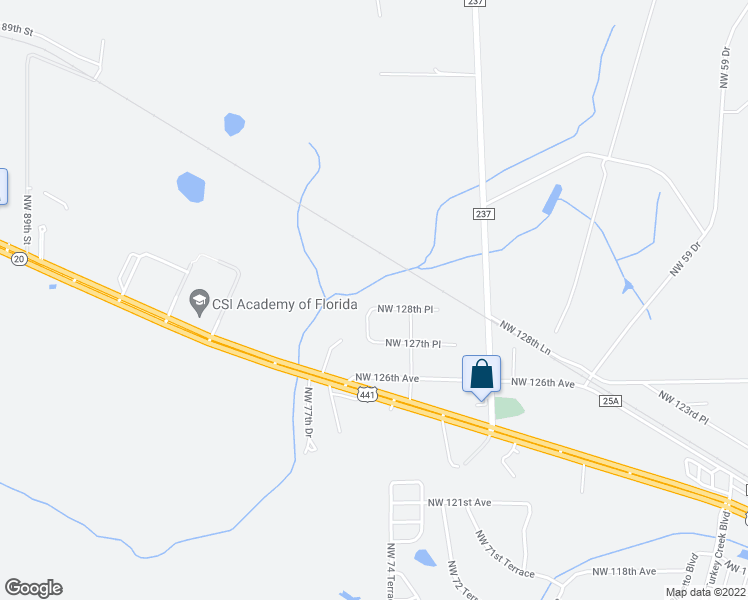 map of restaurants, bars, coffee shops, grocery stores, and more near 7510 Northwest 128th Place in Alachua