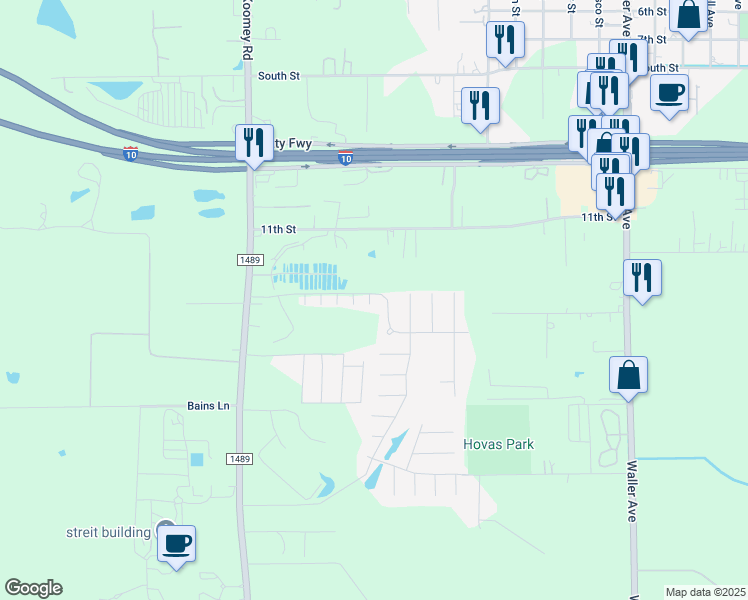 map of restaurants, bars, coffee shops, grocery stores, and more near 501 Pine Cove Lane in Brookshire
