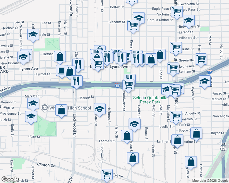 map of restaurants, bars, coffee shops, grocery stores, and more near 830 Hahlo Street in Houston