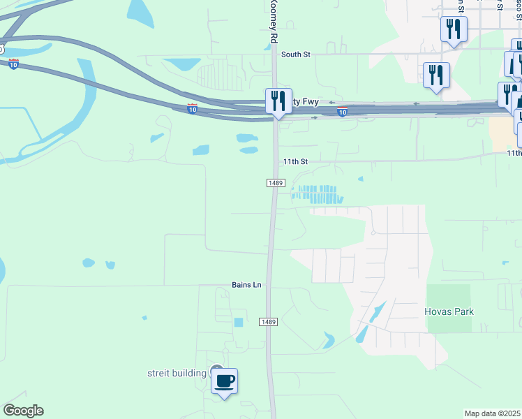map of restaurants, bars, coffee shops, grocery stores, and more near 6010 Meadow Wood Lane in Brookshire