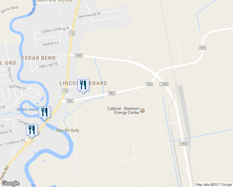 map of restaurants, bars, coffee shops, grocery stores, and more near 1739 Farm-to-Market 565 in Mont Belvieu