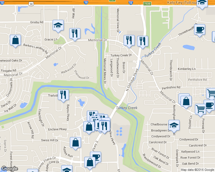 map of restaurants, bars, coffee shops, grocery stores, and more near 700 Memorial Mews Street in Houston