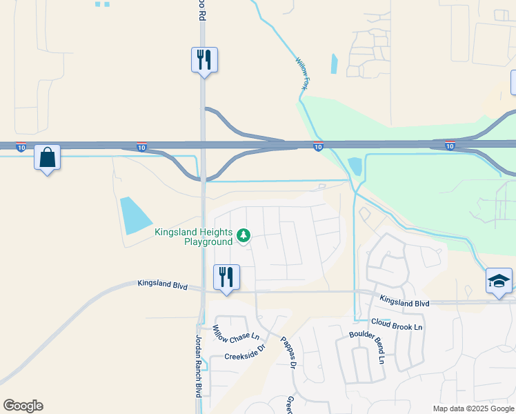 map of restaurants, bars, coffee shops, grocery stores, and more near 1012 Water Oak Lane in Brookshire
