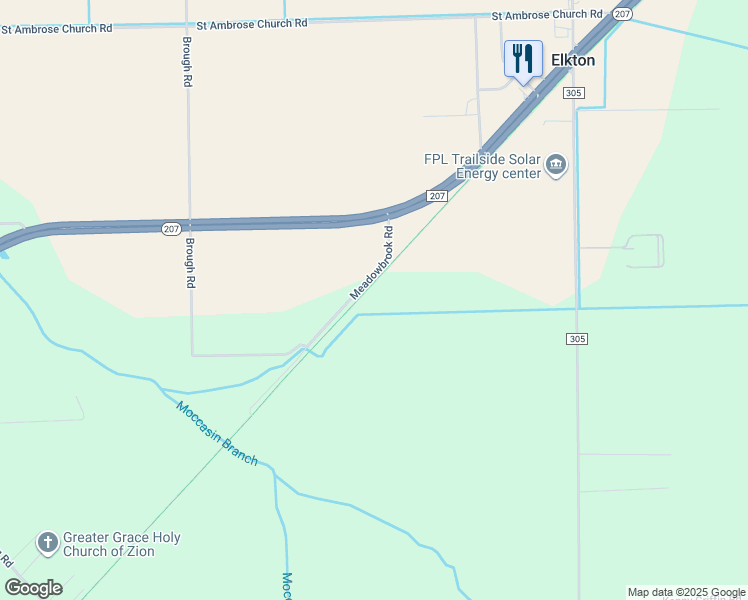 map of restaurants, bars, coffee shops, grocery stores, and more near 5200 Meadowbrook Road in Elkton