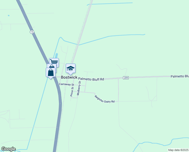 map of restaurants, bars, coffee shops, grocery stores, and more near 138 Palmetto Bluff Road in Palatka