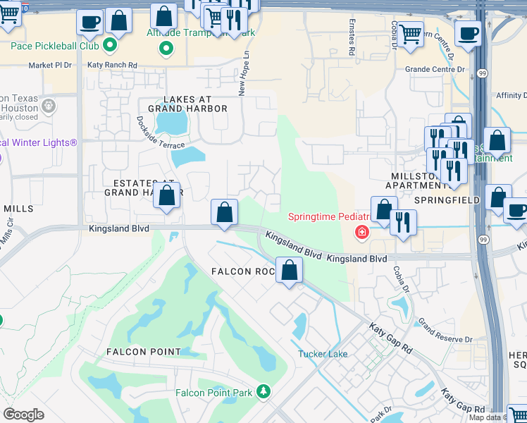 map of restaurants, bars, coffee shops, grocery stores, and more near 1003 Katy Gap Road in Katy