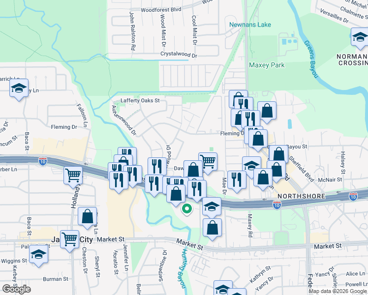map of restaurants, bars, coffee shops, grocery stores, and more near 926 Greatwood Drive in Houston
