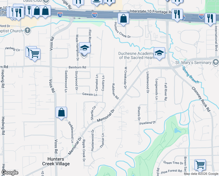 map of restaurants, bars, coffee shops, grocery stores, and more near 737 Kuhlman Road in Houston