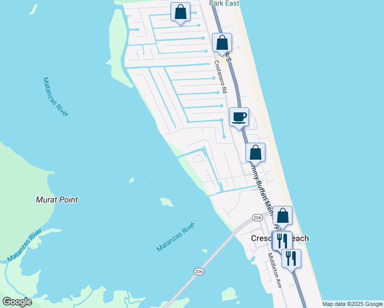 map of restaurants, bars, coffee shops, grocery stores, and more near 324 Amelia Court in St. Augustine