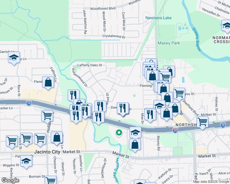 map of restaurants, bars, coffee shops, grocery stores, and more near 926 Greatwood Drive in Houston