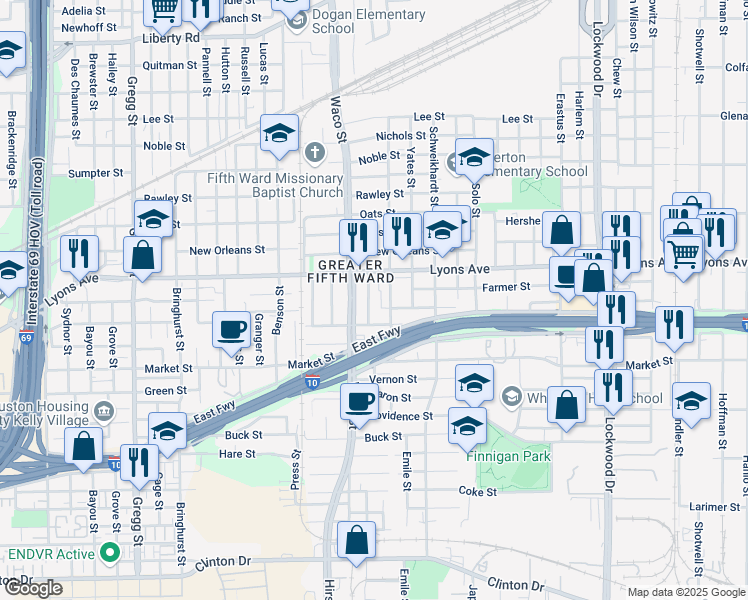 map of restaurants, bars, coffee shops, grocery stores, and more near 1420 Tralle Street in Houston