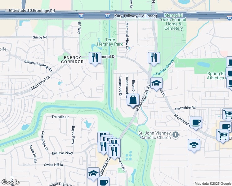 map of restaurants, bars, coffee shops, grocery stores, and more near 720 Memorial Mews Street in Houston
