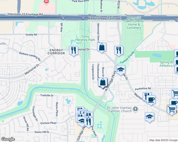 map of restaurants, bars, coffee shops, grocery stores, and more near 746 Memorial Mews Street in Houston