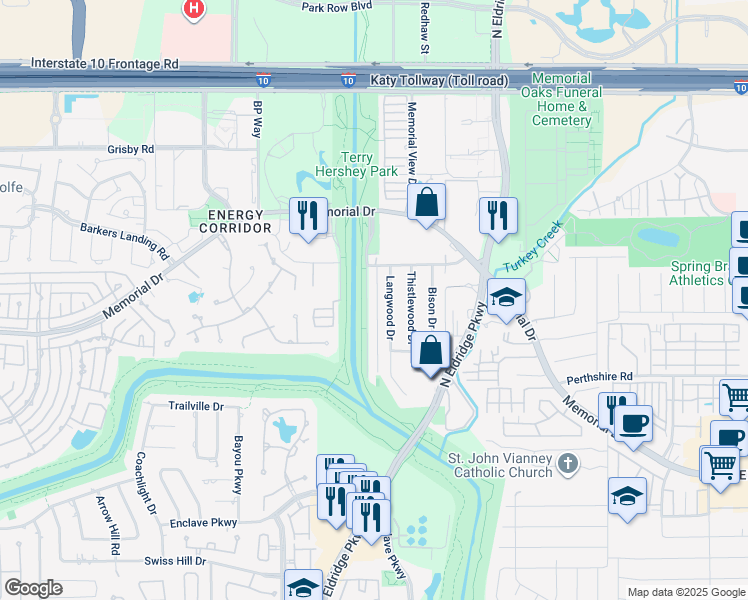 map of restaurants, bars, coffee shops, grocery stores, and more near 746 Memorial Mews Street in Houston