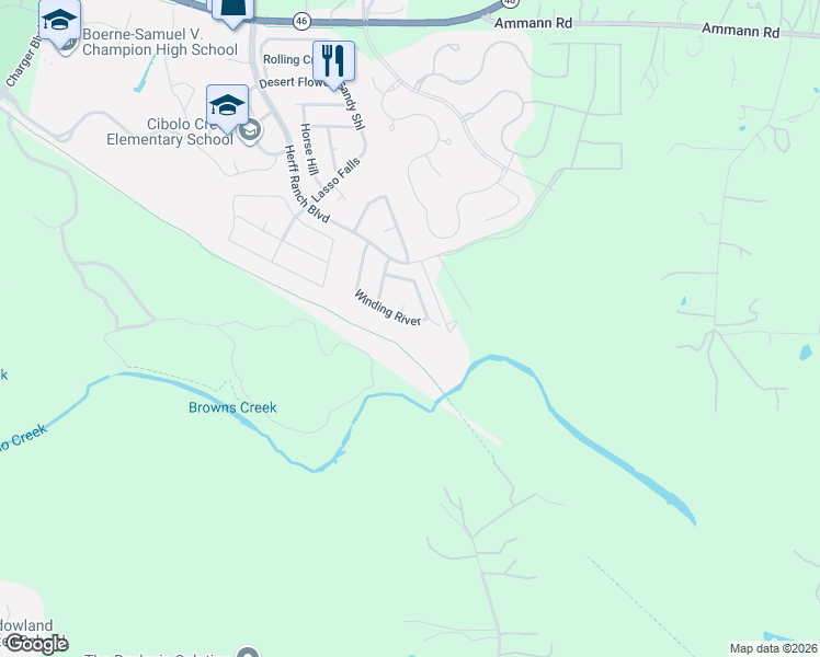 map of restaurants, bars, coffee shops, grocery stores, and more near 236 Winding River in Boerne