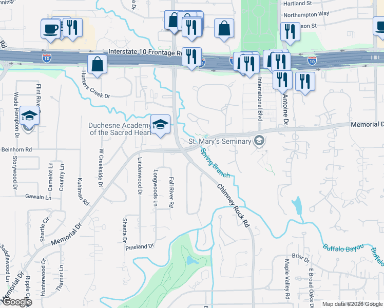 map of restaurants, bars, coffee shops, grocery stores, and more near 559 Westminster Drive in Houston