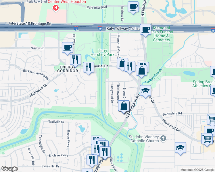map of restaurants, bars, coffee shops, grocery stores, and more near 768 Memorial Mews Street in Houston