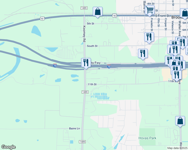 map of restaurants, bars, coffee shops, grocery stores, and more near 35103 Katy Freeway in Brookshire