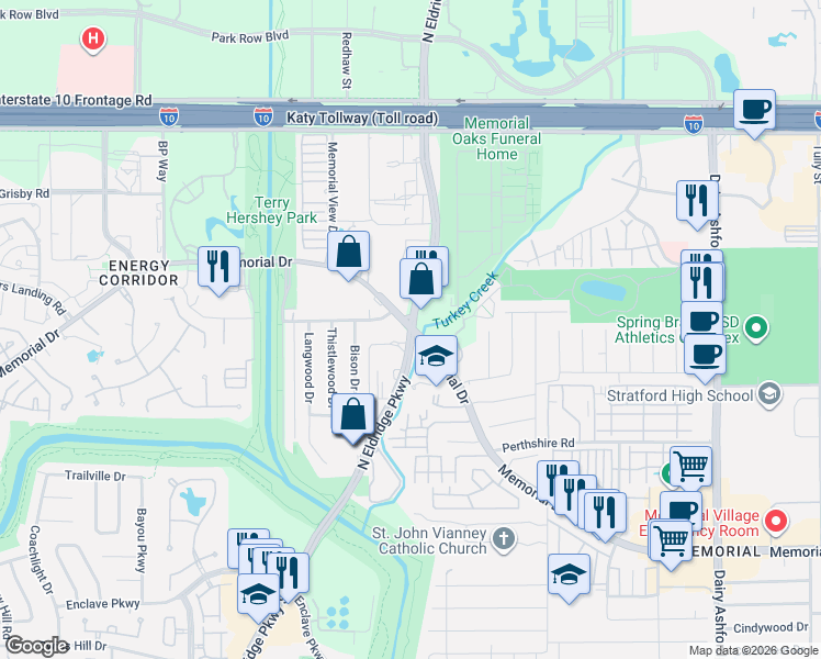 map of restaurants, bars, coffee shops, grocery stores, and more near in Houston