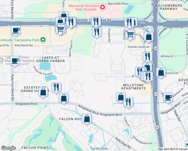 map of restaurants, bars, coffee shops, grocery stores, and more near 23810 North Newport Bend in Katy