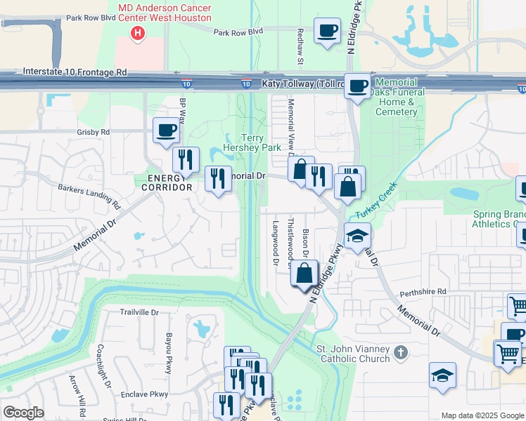 map of restaurants, bars, coffee shops, grocery stores, and more near 768 Memorial Mews Street in Houston