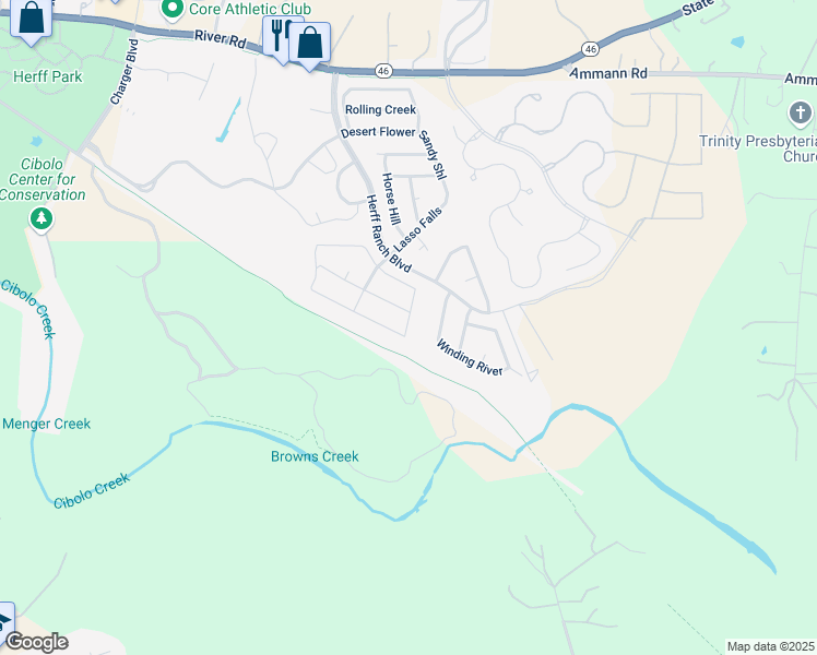 map of restaurants, bars, coffee shops, grocery stores, and more near 141 Hitching Post in Boerne