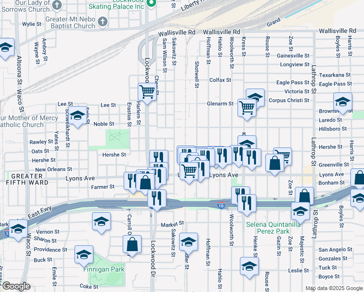 map of restaurants, bars, coffee shops, grocery stores, and more near 1702 Sakowitz Street in Houston