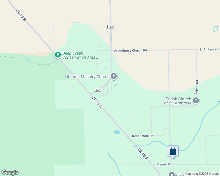 map of restaurants, bars, coffee shops, grocery stores, and more near 2780 County Road 13A in Elkton