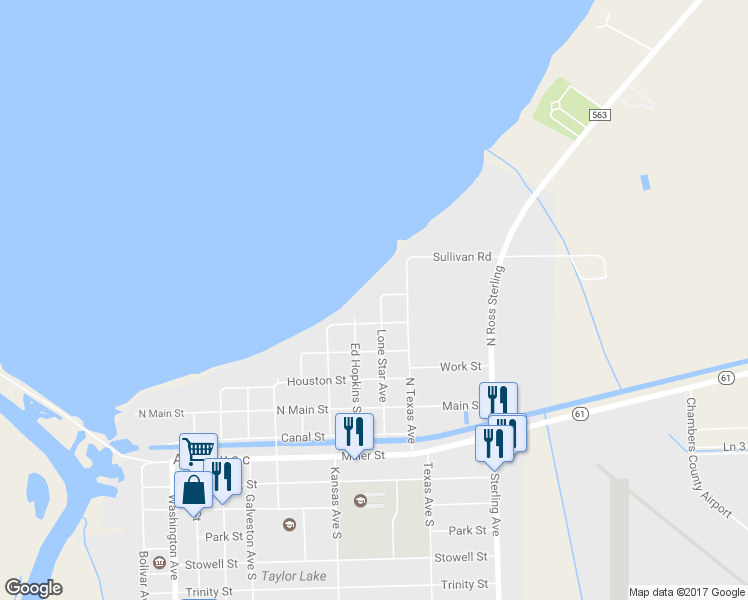 map of restaurants, bars, coffee shops, grocery stores, and more near 611 North Lone Star in Anahuac