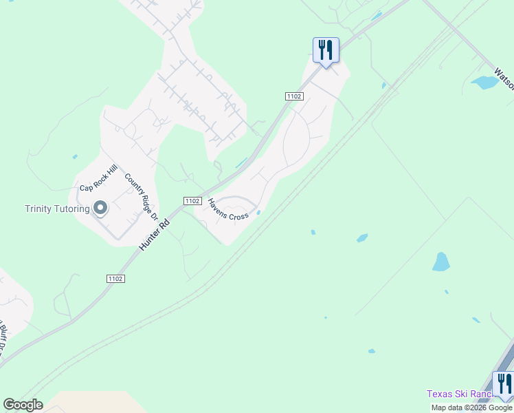 map of restaurants, bars, coffee shops, grocery stores, and more near 1146 Havens Cross in New Braunfels