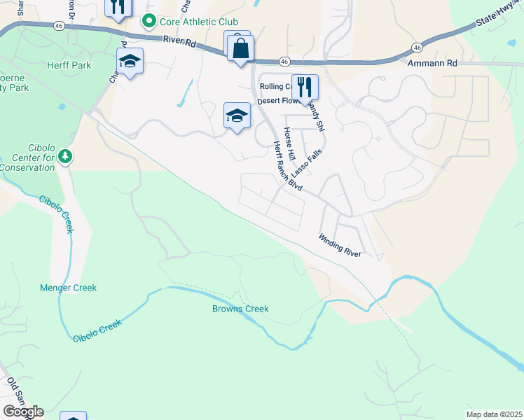 map of restaurants, bars, coffee shops, grocery stores, and more near 140 Cold River in Boerne