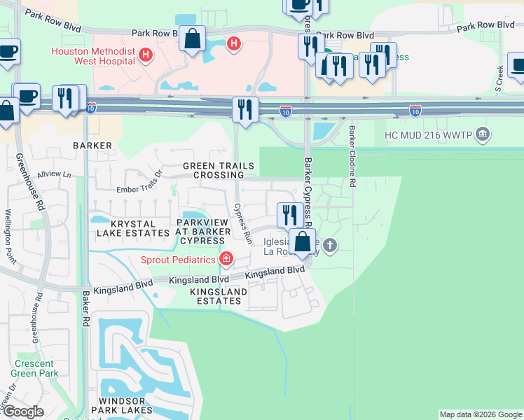 map of restaurants, bars, coffee shops, grocery stores, and more near 222 Glenridge Forest in Houston