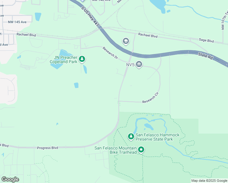 map of restaurants, bars, coffee shops, grocery stores, and more near 13614 Progress Boulevard in Alachua