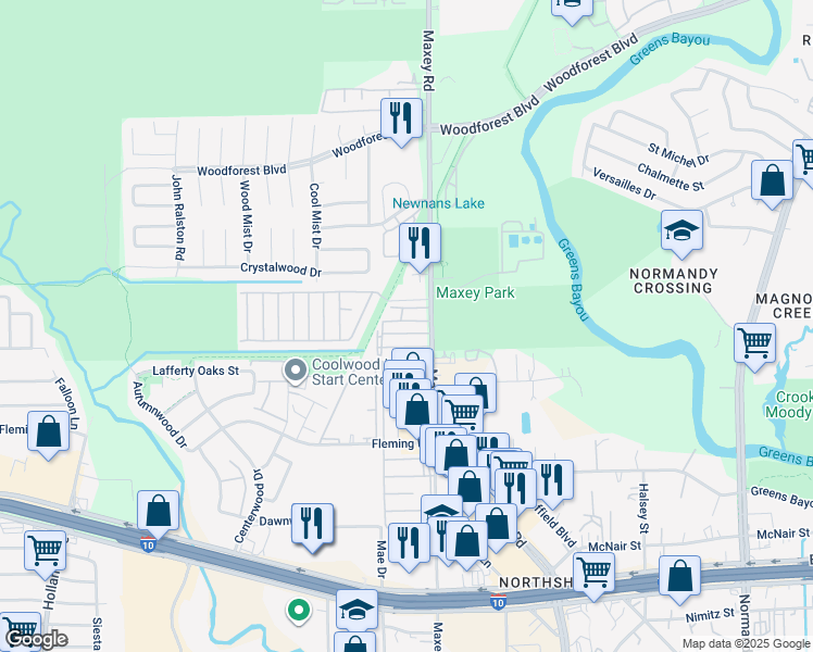 map of restaurants, bars, coffee shops, grocery stores, and more near 666 Maxey Road in Houston