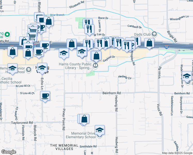 map of restaurants, bars, coffee shops, grocery stores, and more near 814 Chowning Road in Houston
