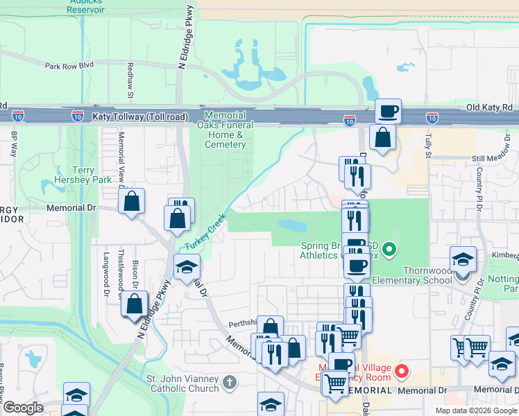 map of restaurants, bars, coffee shops, grocery stores, and more near 840 Threadneedle Street in Houston