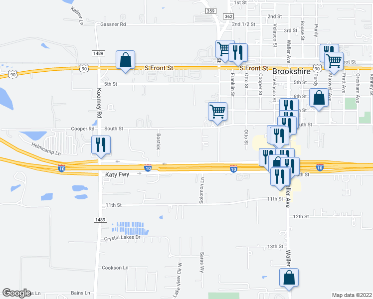 map of restaurants, bars, coffee shops, grocery stores, and more near 515 Solomon Lane in Brookshire
