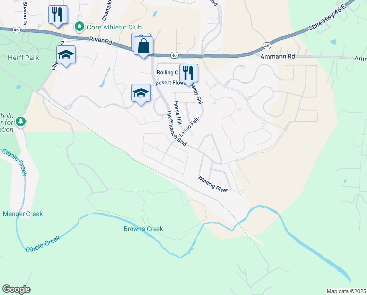 map of restaurants, bars, coffee shops, grocery stores, and more near 224 Lone Star in Boerne