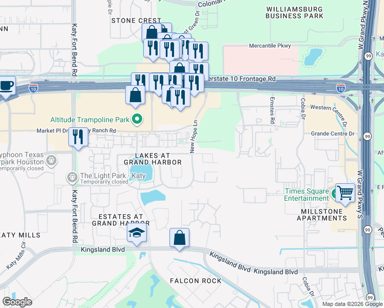 map of restaurants, bars, coffee shops, grocery stores, and more near 24123 Courtland Oaks Street in Katy