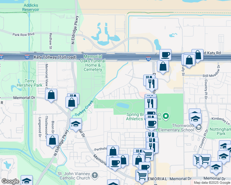 map of restaurants, bars, coffee shops, grocery stores, and more near 840 Threadneedle Street in Houston