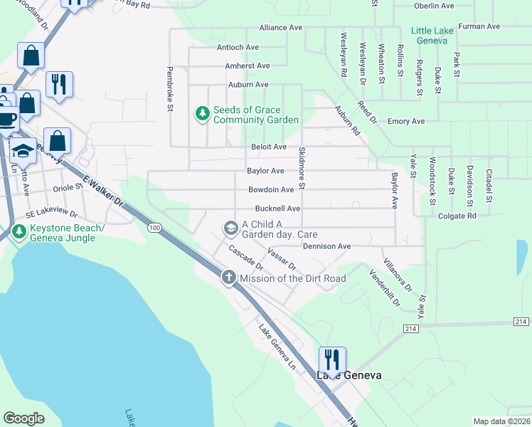 map of restaurants, bars, coffee shops, grocery stores, and more near 6359 Bucknell Avenue in Keystone Heights