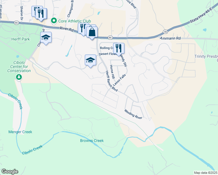 map of restaurants, bars, coffee shops, grocery stores, and more near 176 Lone Star in Boerne