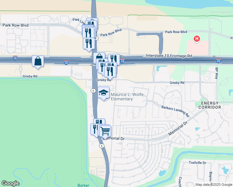 map of restaurants, bars, coffee shops, grocery stores, and more near 15990 North Barkers Landing Road in Houston
