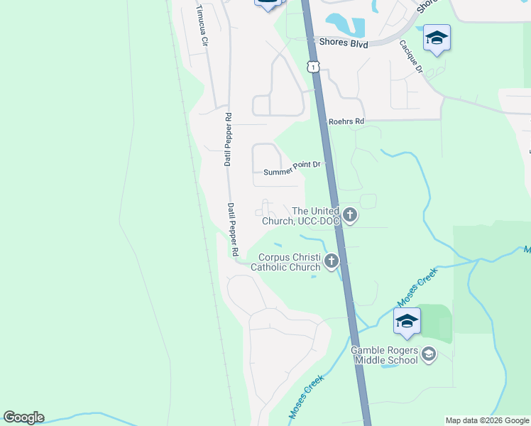 map of restaurants, bars, coffee shops, grocery stores, and more near 305 Summer Breeze Way in St. Augustine